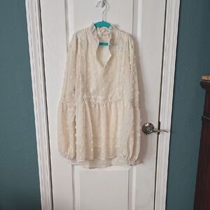 Cream Long Sleeve Blouse